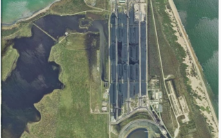 Abbot Point is pictured after Cyclone Debbie hit.