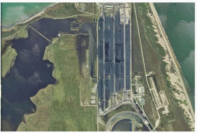 Abbot Point is pictured after Cyclone Debbie hit.