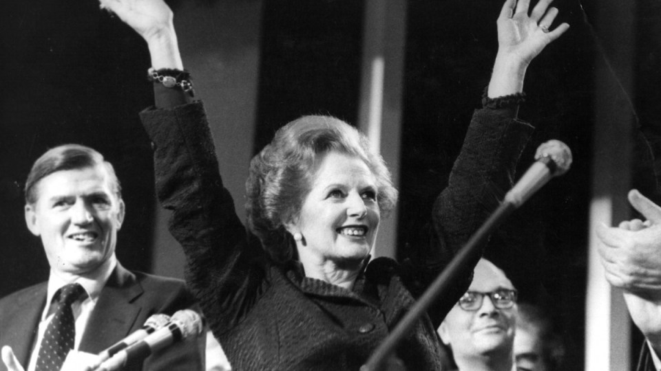 UK prime minister Margaret Thatcher, icon of the neoliberal revolution, in 1985.