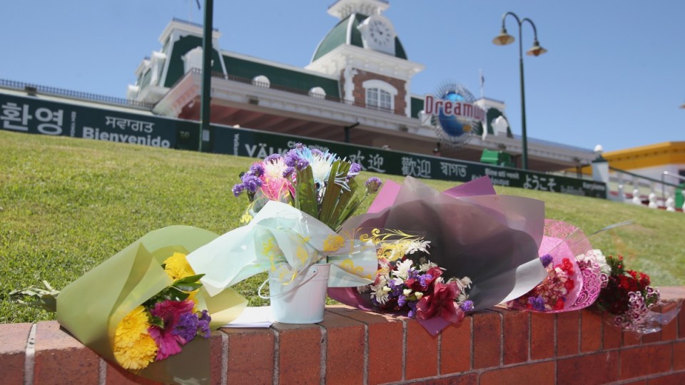Floral tributes for the four Dreamworld tragedy victims.