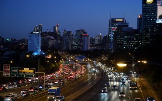 A Sydney freeway by night.