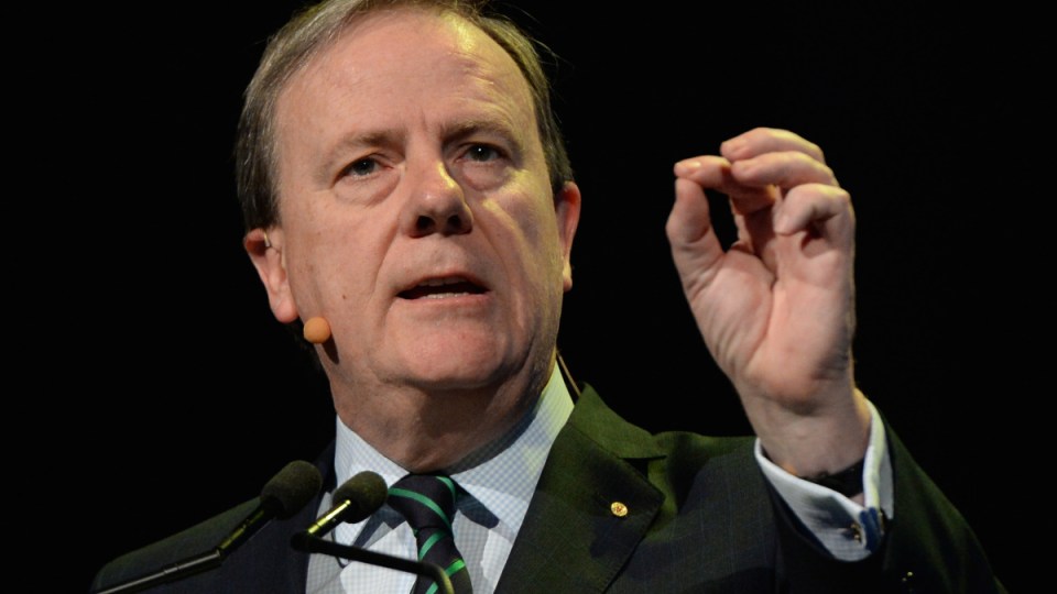 Former federal treasurer Peter Costello gives a speech.