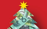 A Christmas tree made from hundred dollar bills.