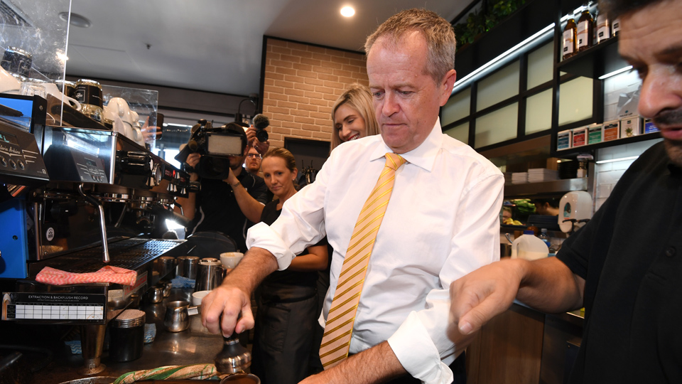 Bill Shorten makes coffee
