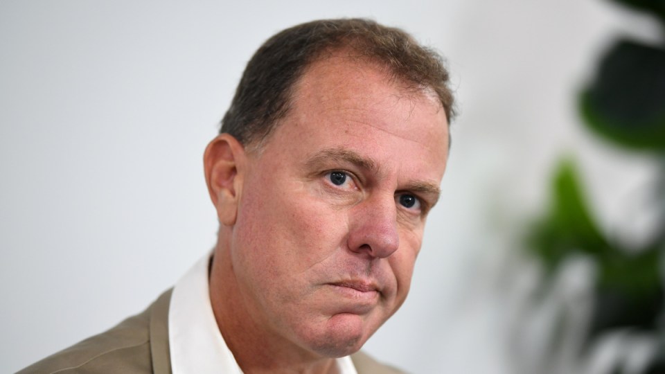 Sacked Matildas coach Alen Stacic faces the media.