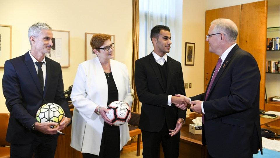 hakeem al-araibi and craig foster in Parliament