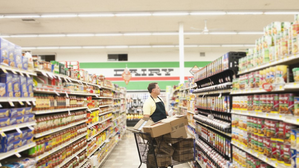 supermarket shelves
