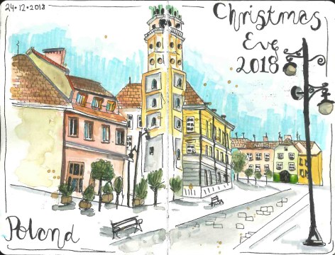 A sketch by the author of the Polish town of Olesnica.