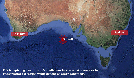 Visual representation of Equinor's planning area in the event of an oil spill.