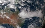 A satellite image of cyclone Debbie.