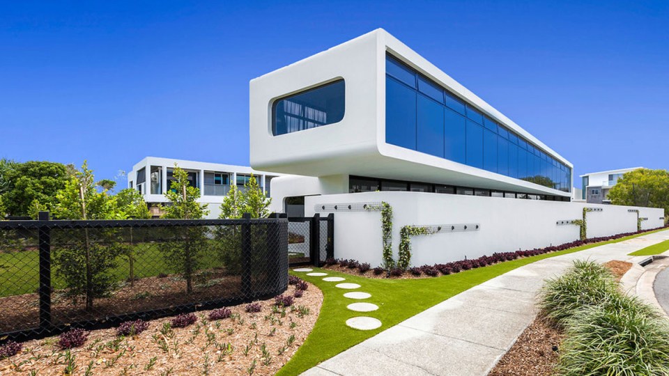 A white futuristic house in NSW