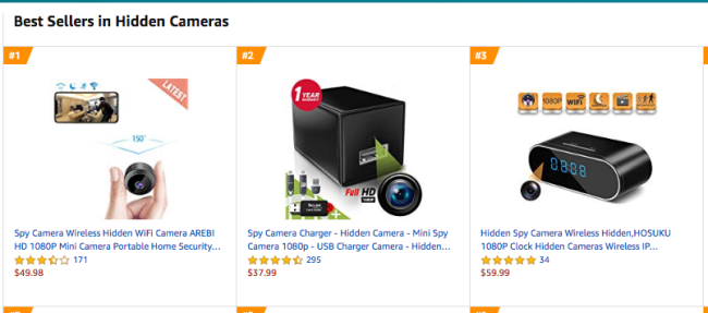 Hidden spy cameras can be purchased off Amazon for as little as $37.99