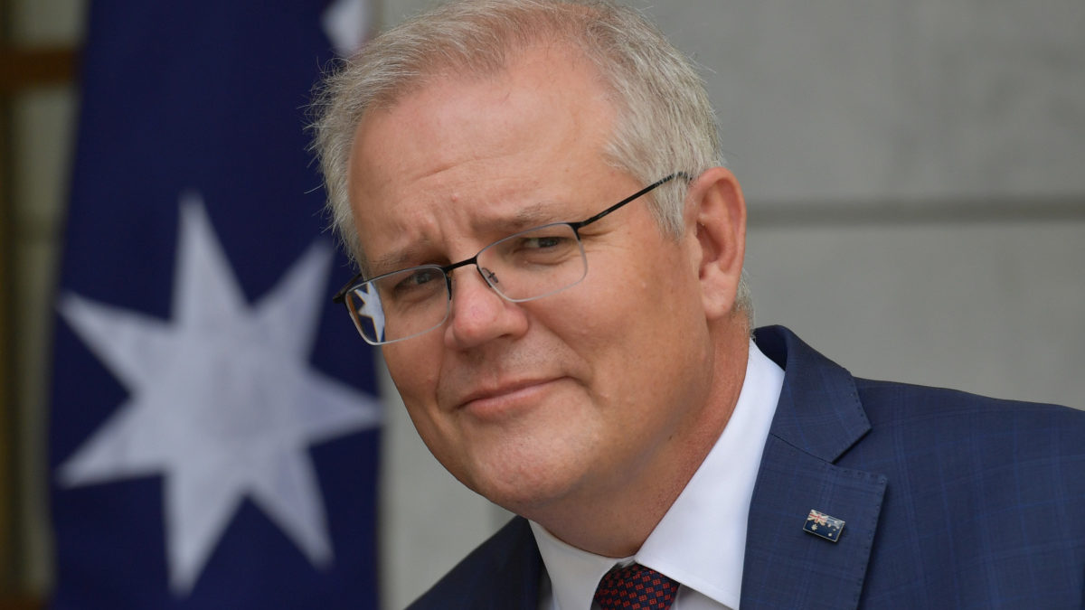 Prime Minister Scott Morrison holds a news conference