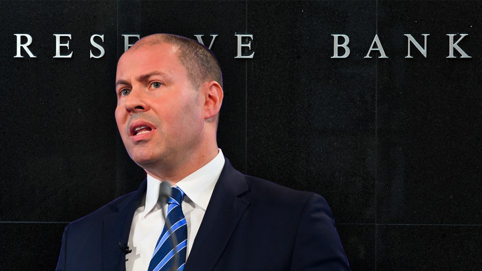 Josh Frydenberg superimposed over the RBA building.