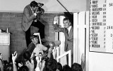 Bob Hawke waves to news cameras following his victory at the 1983 election.
