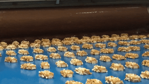 Chocolate bars roll out on the production line at Mondelez's Melbourne factory.