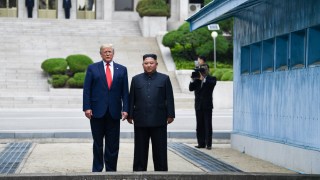 US President Donald Trump and Kim Jong-un in the DMZ.
