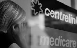 Centrelink office black and white domestic violence.