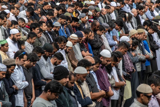 Christchurch Muslim community prays together after the shooting.
