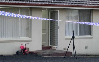 Police crime scene at the site where a toddler died.