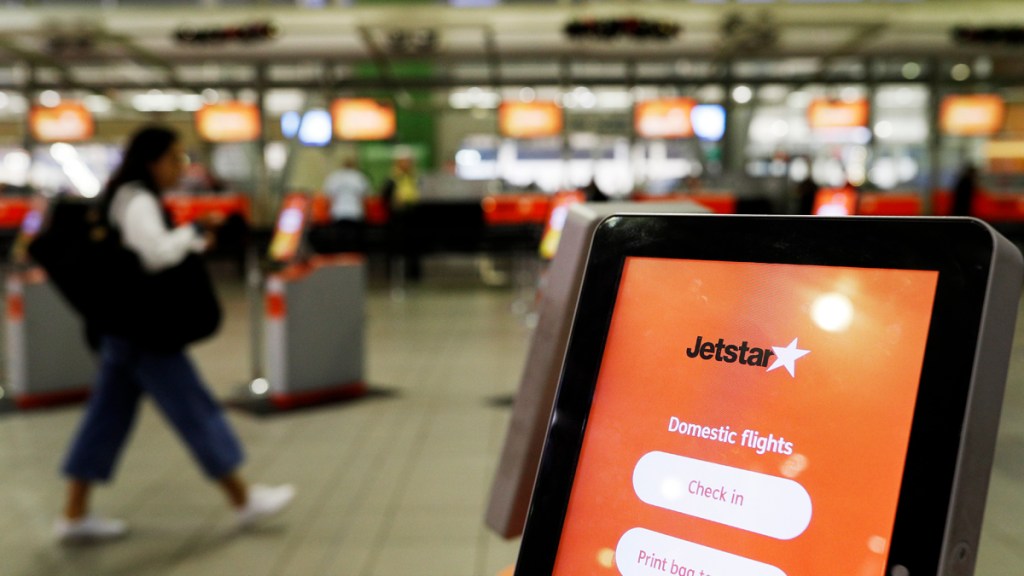Pictured is the Jetstar check in