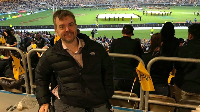 Disability commissioner Ben Gauntlett at the Bledisloe Cup rugby match in Perth in August.