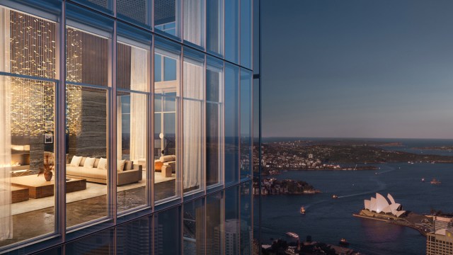The apartment will span the top three floors of the tallest tower in the One Sydney Harbour development.