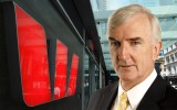 Michael Pascoe in front of a Westpac building.