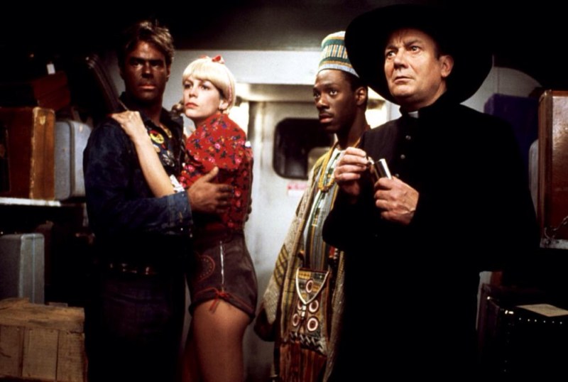 Dan Aykroyd, Jamie Lee Curtis and Eddie Murphy in 1983's Trading Places