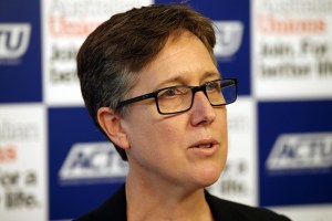 ACTU secretary Sally McManus at a press conference