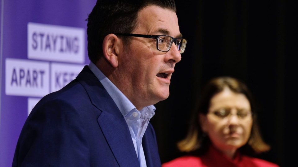 Victorian Premier Daniel Andrews and Victorian Health Minister Jenny Mikakos speak to the media during a press conference at Treasury Theatre in Melbourne, Saturday, June 20, 2020