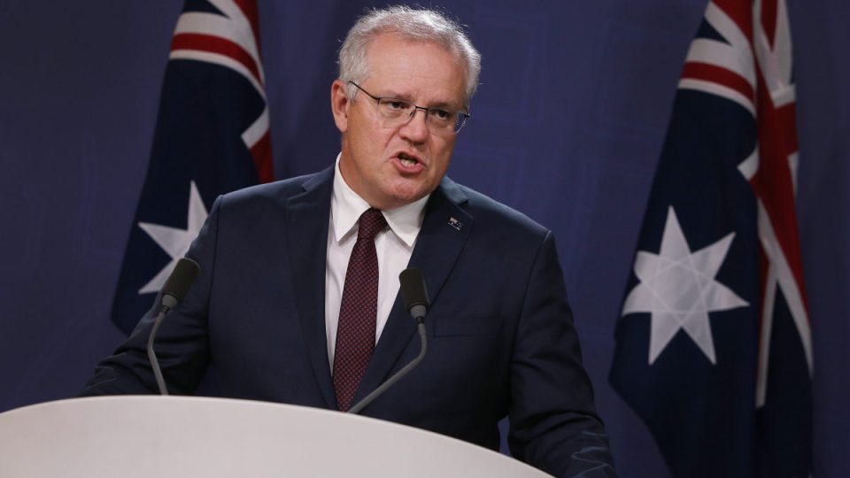 Prime Minister Scott Morrison speaks during a press conference