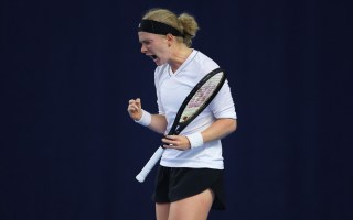 Francesca Jones celebrates a point