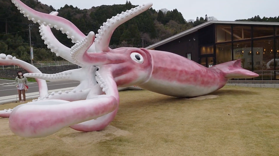 Giant squid statue in Noto, Japan
