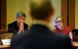 Labor's Penny Wong and Katy Gallagher in Senate estimates on Tuesday.