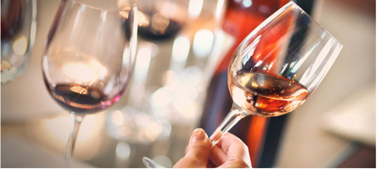 A swirling wine glass