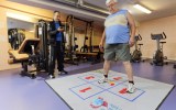 Overweight man exercising