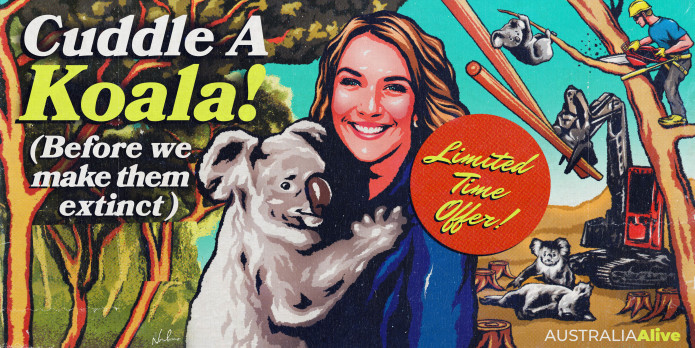 One of the Australian satirical billboards set to appear during COP26 in Glasgow.