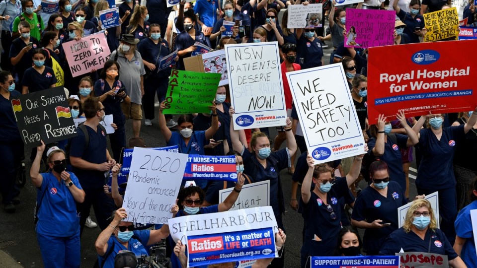 Nurses protest in NSW.