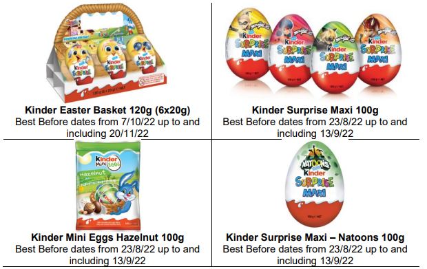 kinder easter recall