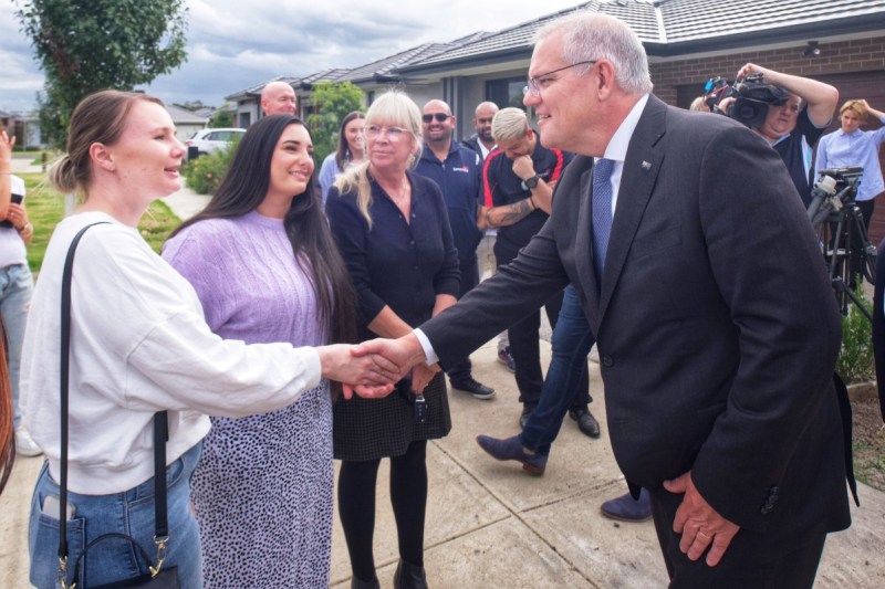 Scott Morrison campaigned in the outer Melbourne suburb of Donnybrook.