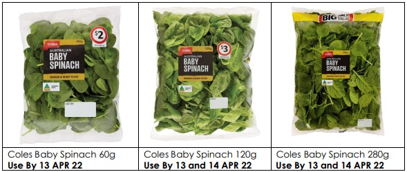 Coles baby spinach recall