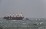 Stranded cargo ship