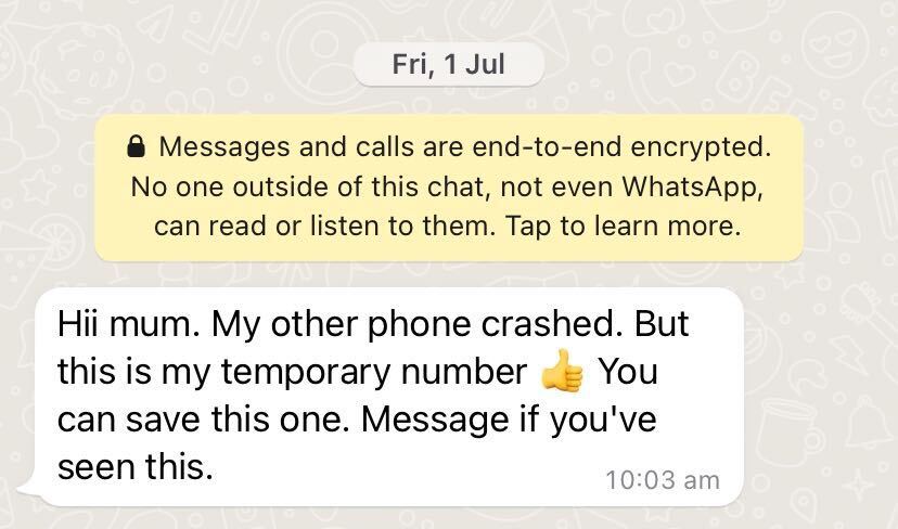 whats app hi mum scam