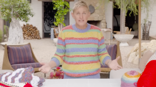 Ellen DeGeneres is pictured with yarn on her new YouTube series