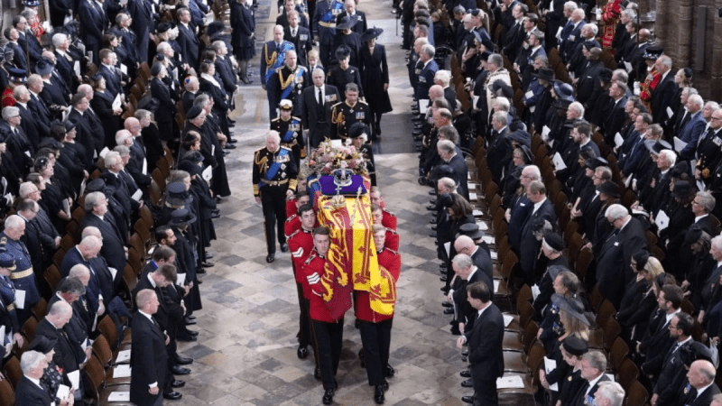 pictured is the queen's funeral