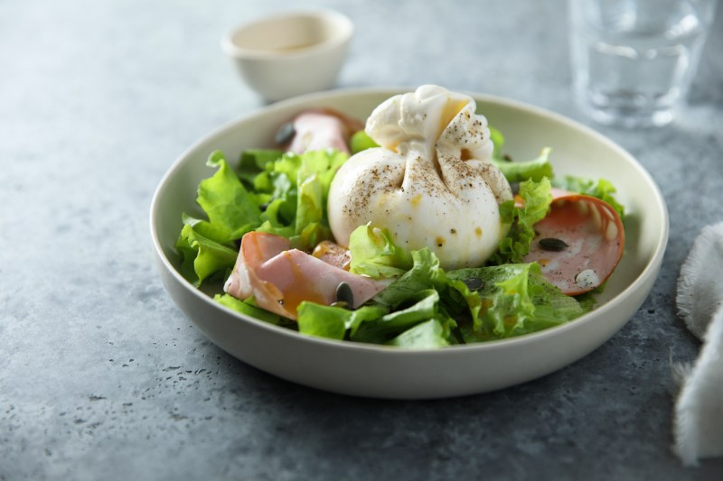 Salad with mortadella and burrata