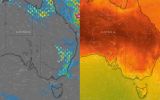 Pictured is eastern Australia - during the storms and then the heat over the weekend.