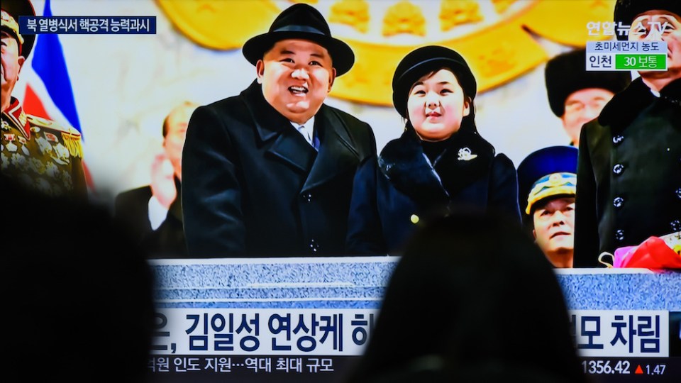 Pictured is Kim Jong Un and his daughter, Kim Ju Ae