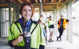 women construction building
